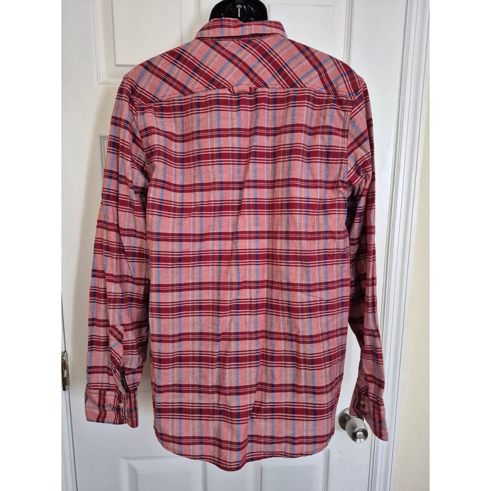 1901 Nordstrom Rack Mens Red‎ Ochre Plaid Cotton Button Down Shirt XL ND25069YM